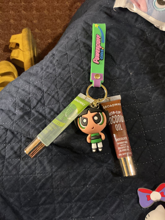 Power puff girl  lipgloss keychain